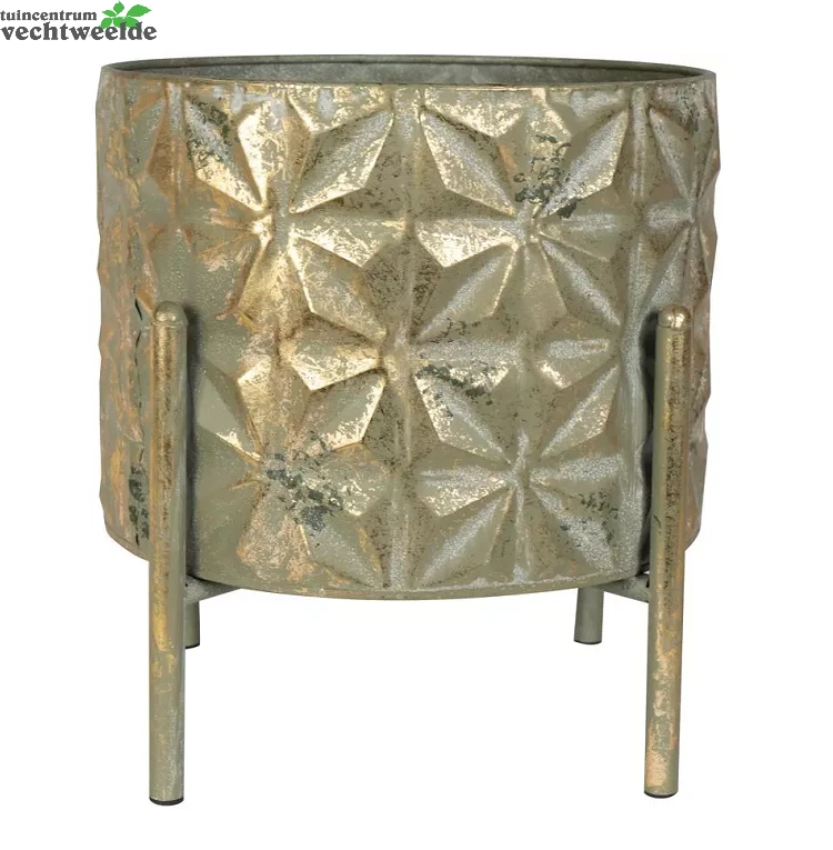 Pot+stand Linske D25h27 Shiny Goud 3 Pot+stand Linske D25h27 Shiny Goud